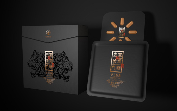 蟲草參茸九鞭膠囊養(yǎng)生藥品包裝設計